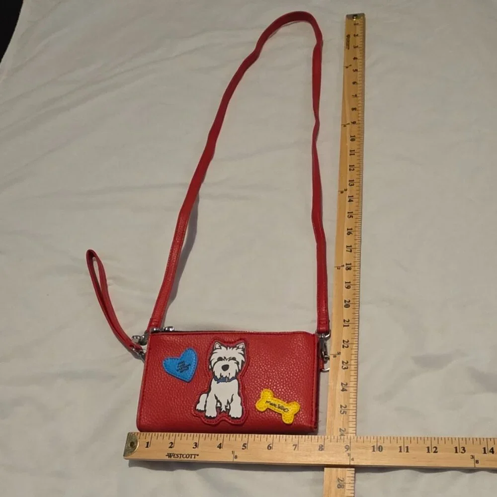 Marc Tetro Crossbody Wristlet Wallet Purse Dog Red Kitschy